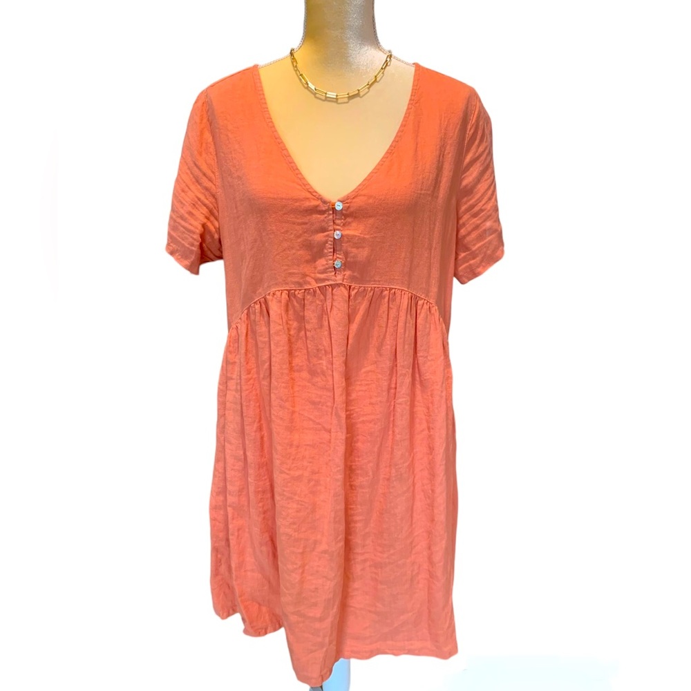 💵SOLD💵 Peachy Linen Summer Dress